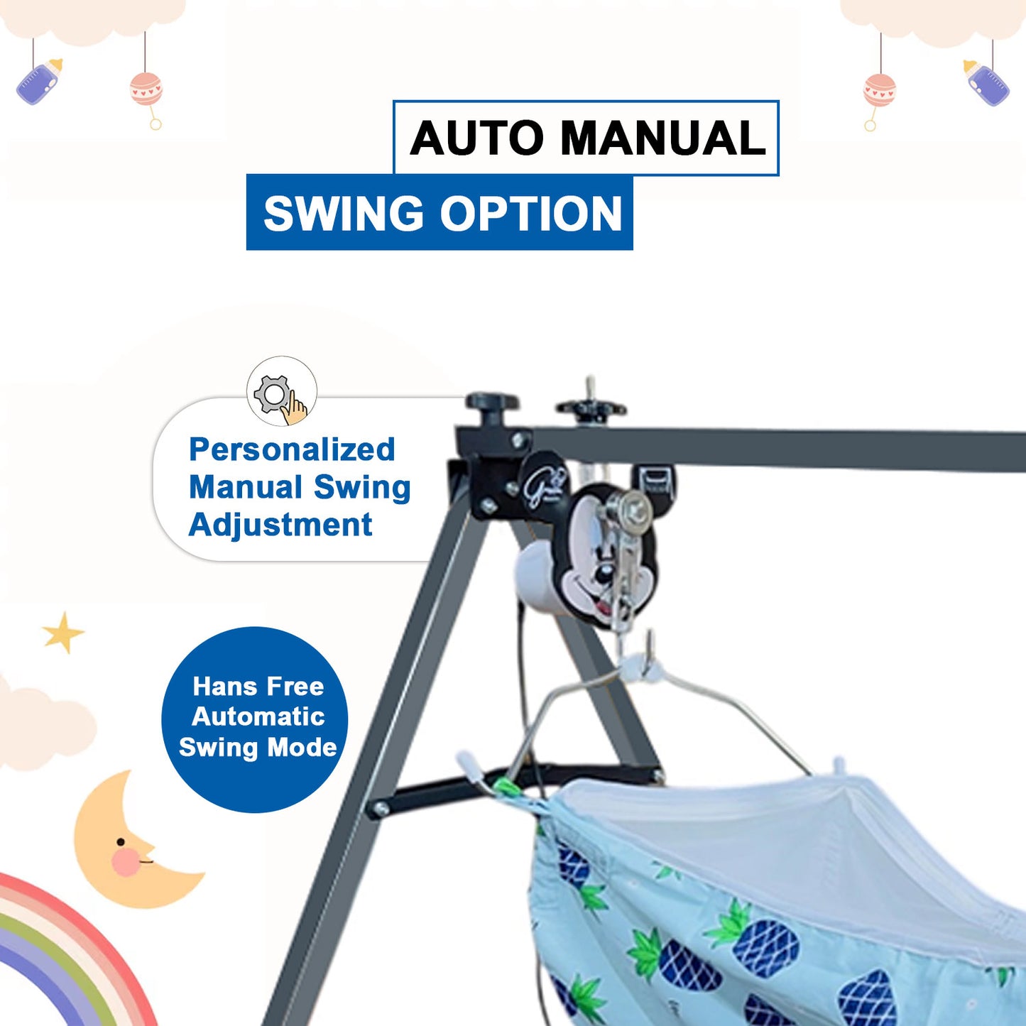 Green Touch Stainless Steel Automatic Baby Cradle/ghodiyu/jhula/Swing | Ss Folding Autoswing Cradle | Automatic Ghodiyu