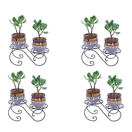 Green Touch Decorative Look Two Tier Plant Pot Stand For Home,Balcony, Office, Kitchen,Plant stand for home balcony,Gamala Pot Stand Stand,Flower Pot Stand decoration item (Pack of 4)