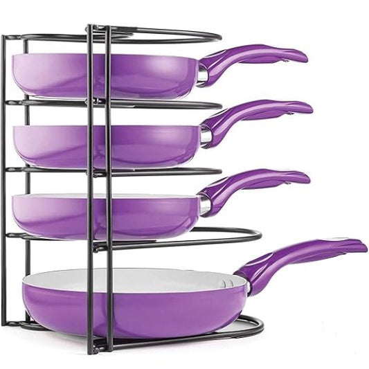 GREEEN TOUCH  Multipurpose Pan And Pot Tawa Bartan Rack Holder Stand Plate Dish Lid Tray Utensils Cookware Cupboard Cabinet Storage Shelf Shelves Organiser Organizer for Kitchen (Round Model)
