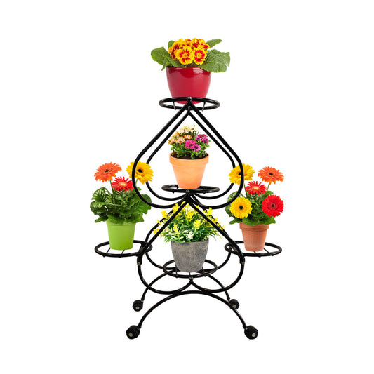 Heart-Shaped Multi-Tier Plant Stand with 360° Rolling Wheels,Indoor&Outdoor plant stand