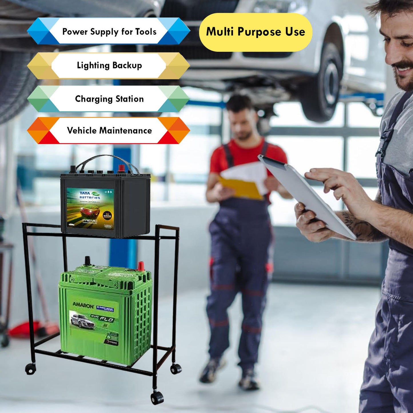 "Durable Iron Single Battery Stand Battery stand for inverter,Iron battery stand,Single battery trolley
