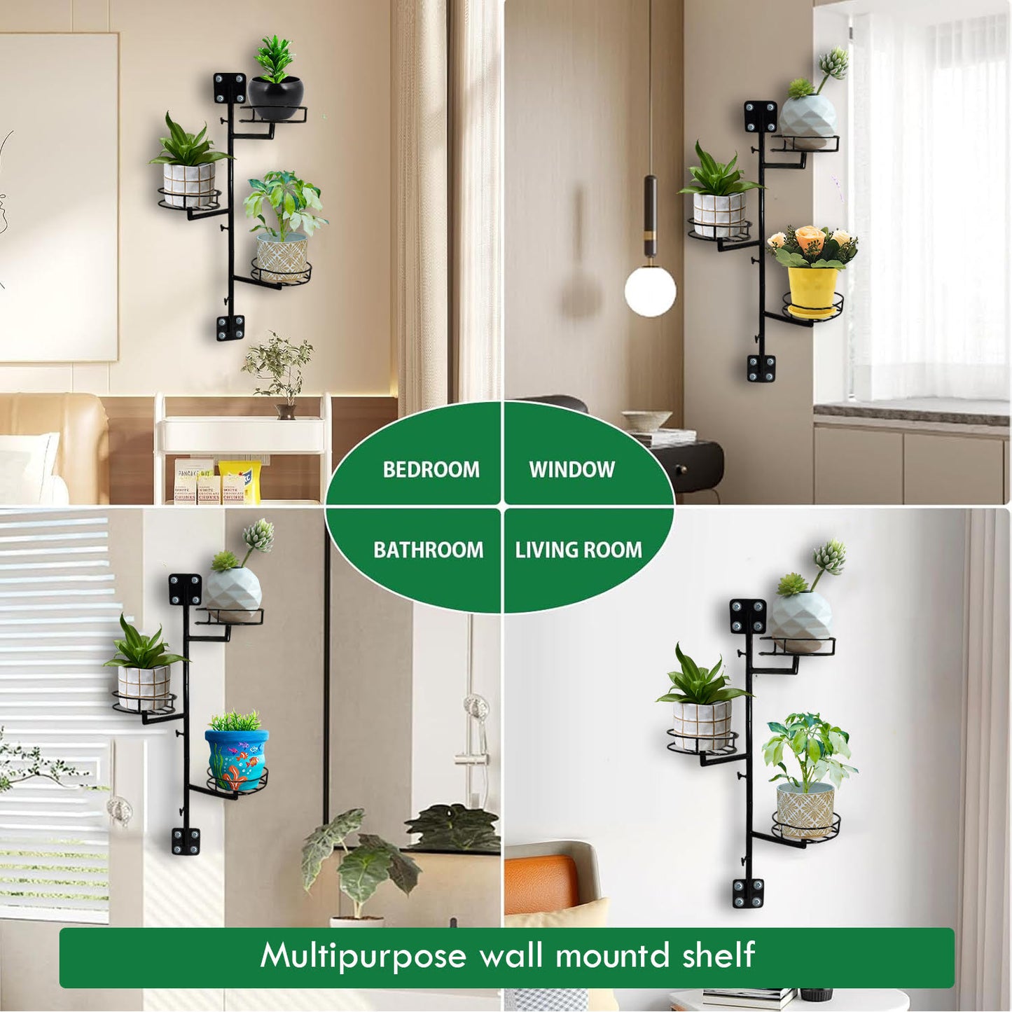 "3-Tier Wall Mounted Plant Stand - Space Saving Metal Planter Holder"